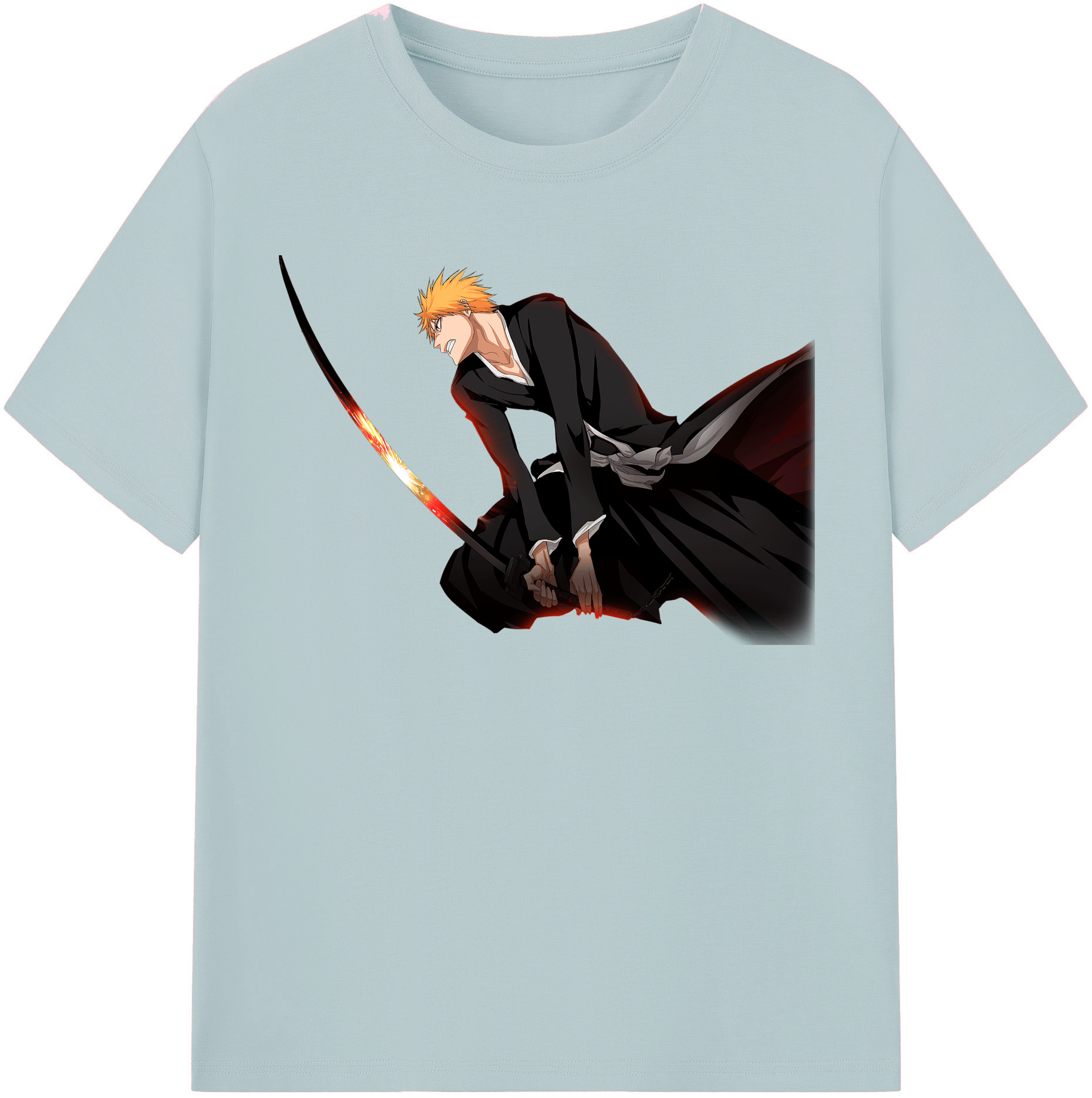 （画像用） ブリーチ 黒崎一護（くろさき いちご）BLEACH Kurosaki Ichigo 綿100％半袖Tシャツ（フロントプリント）
